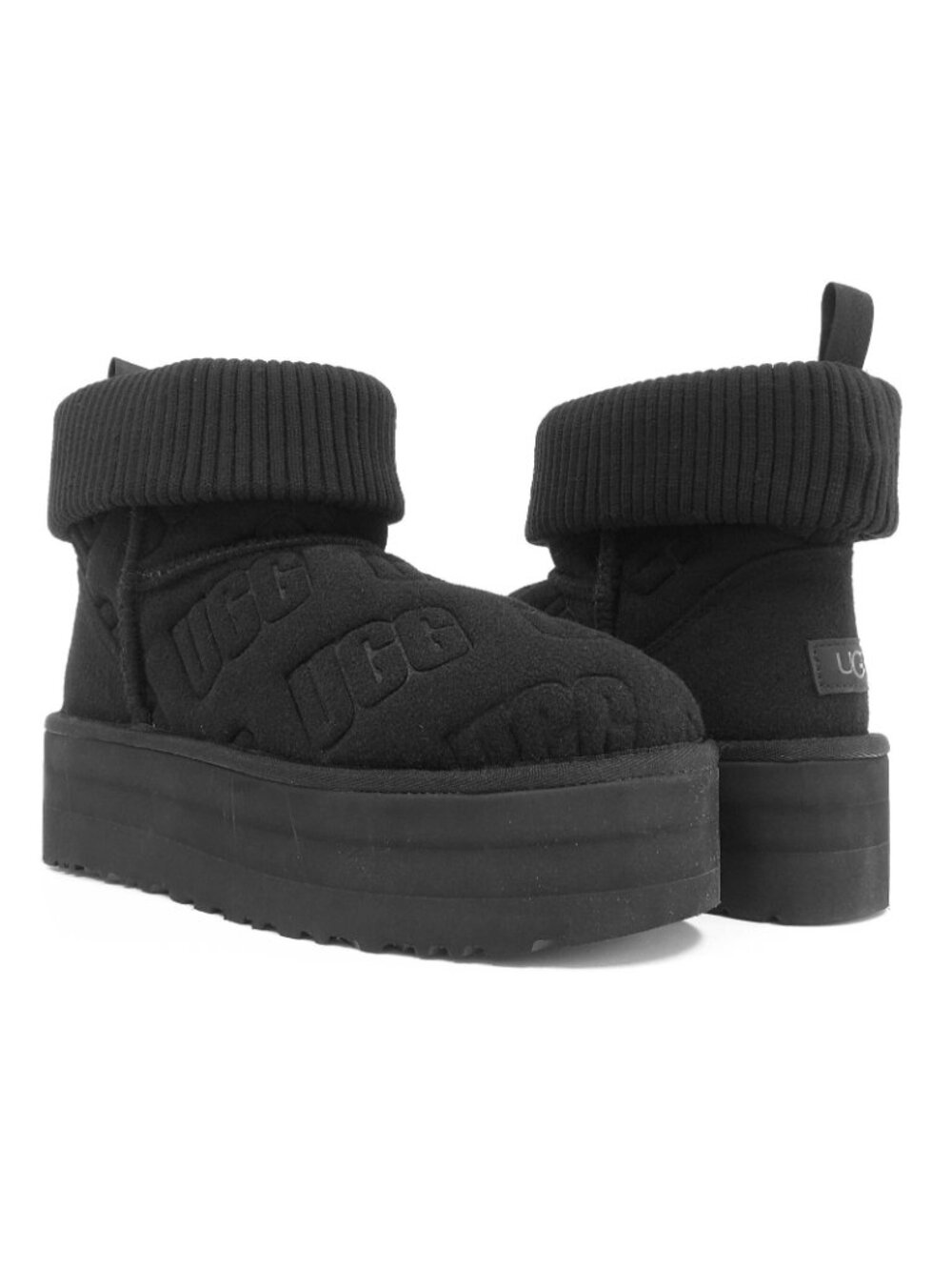 UGG Women's Classic Mini Platform Felted Wool Lined Ankle Boots in Black Size 10 - Picture 2 of 4